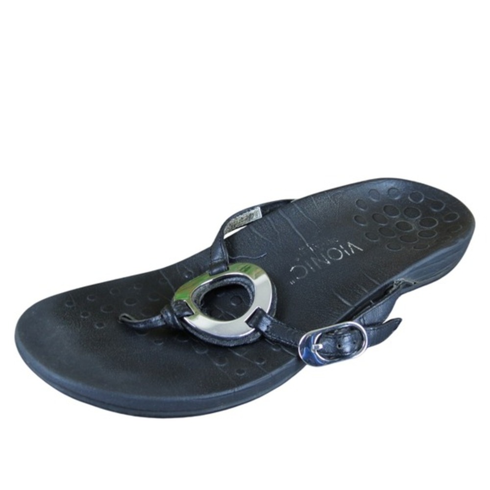 Vionic Women Karina Flip Flop Black Leather Sz 8 Medium  Used‎ 2025